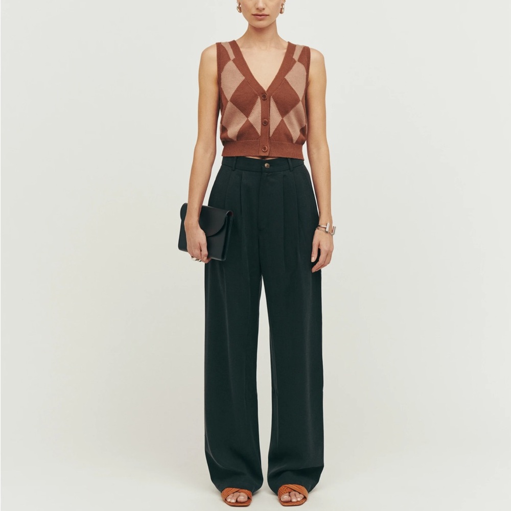 REFORMATION MASON PANT - BLACK - SIZE 0